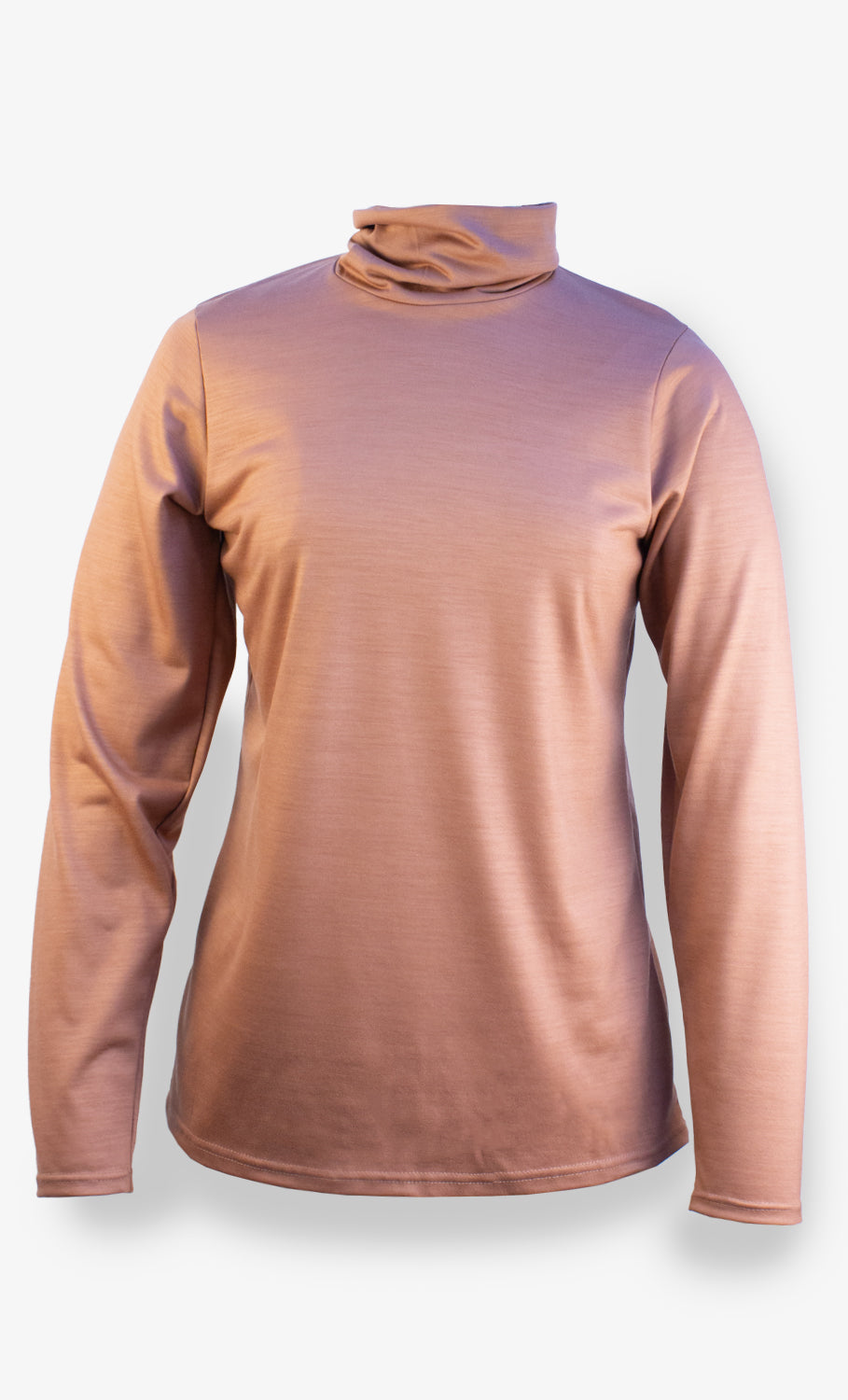 Women's Long Sleeve Merino Salmon - Turtleneck