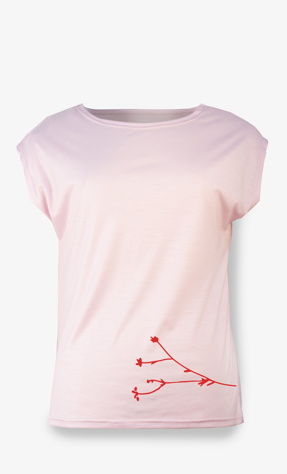 T-Shirt Mérinos Femme Blanc-Rose Ultra Léger - Petite Branche
