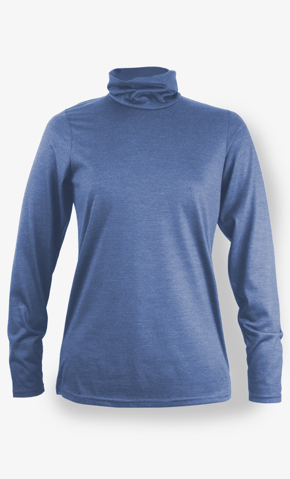 Col Roulé Mérinos Femme - Bleu-Gris Chiné