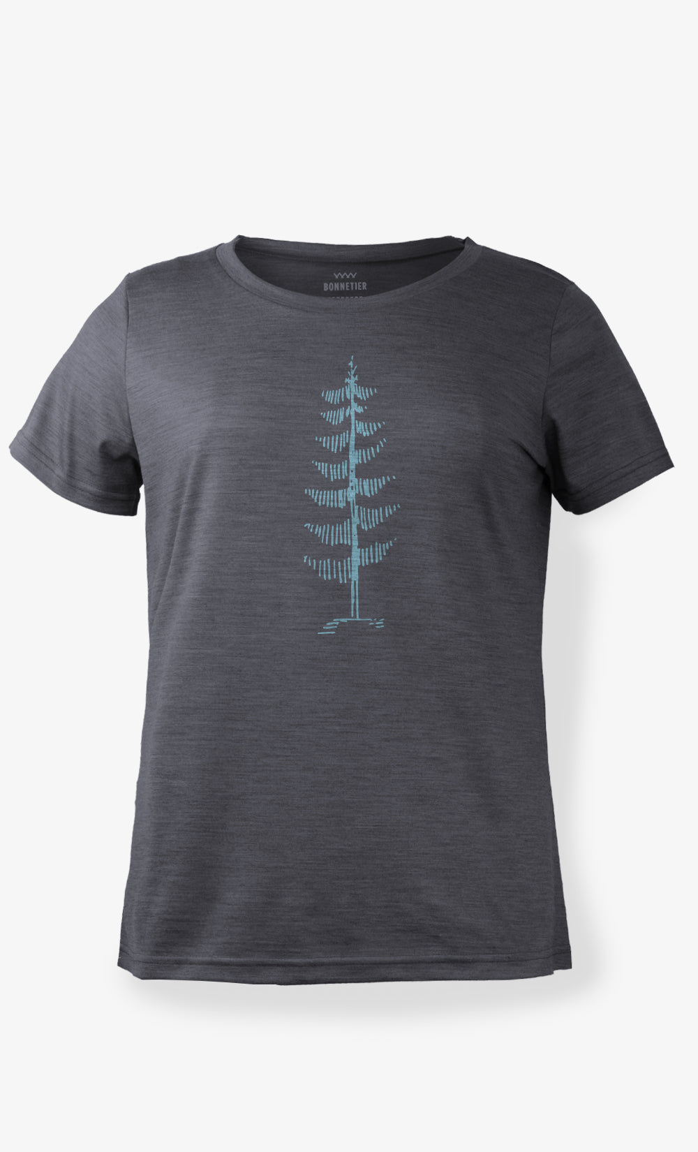 T-Shirt Mérinos Femme Charcoal Chiné Ultra Léger - Arbre seul