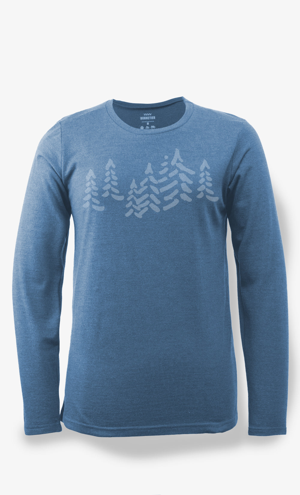 Long Sleeve Heather Blue Merino Flannel - Forest