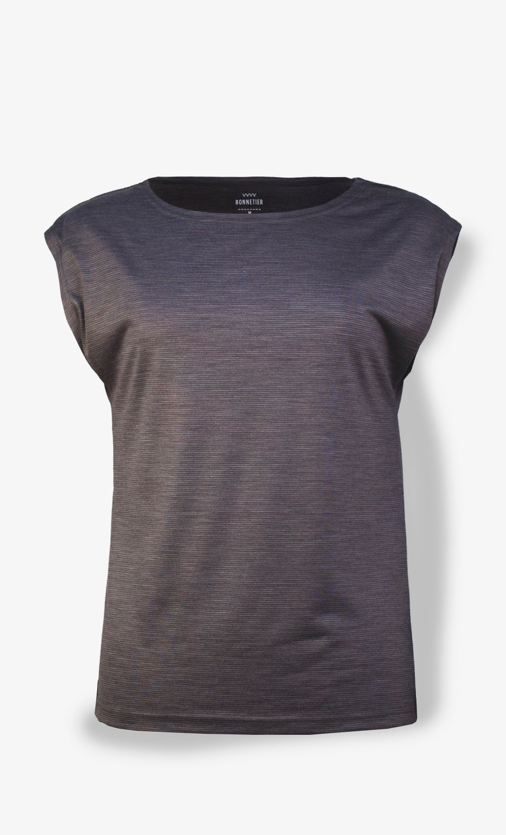 T-Shirt Mérinos Femme Ultra Léger - Rayé Mauve et Gris