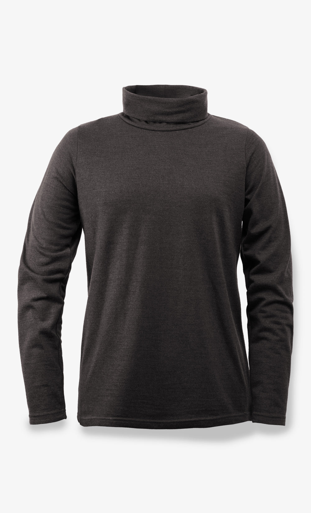 Col roulé femme en laine mérinos flanelle noir chiné fabriqué au Canada par BONNETIER.