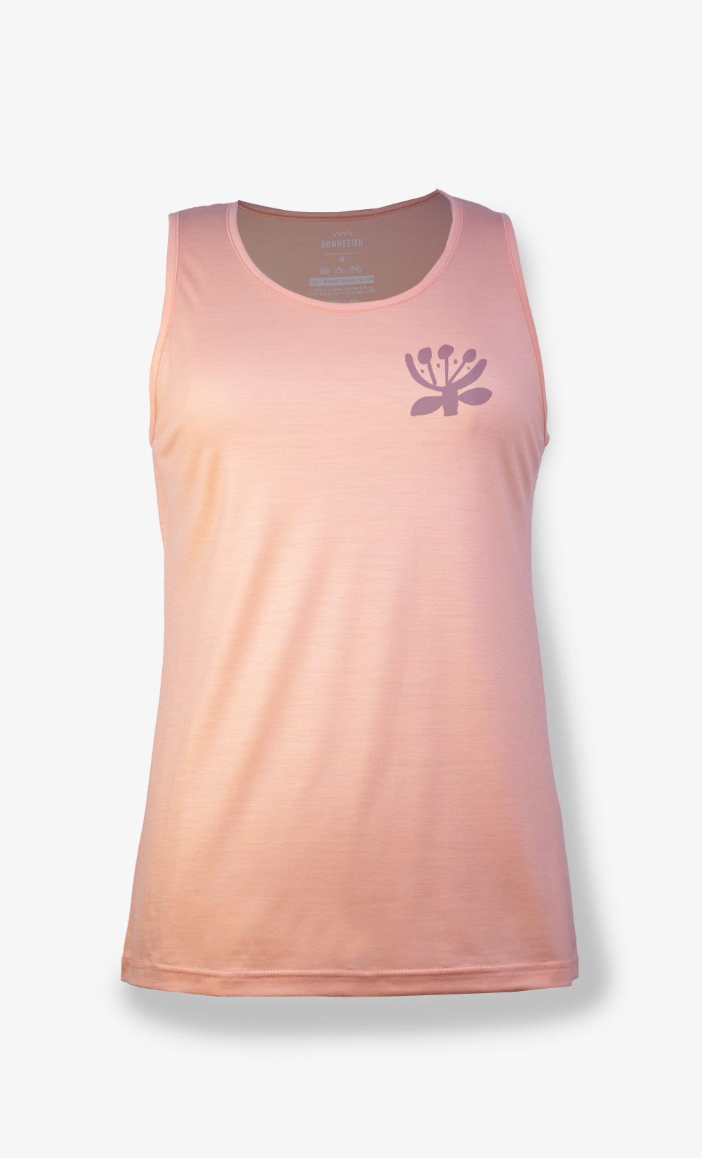 Women's Ultralight Peach Merino Wool Tank Top - Flower