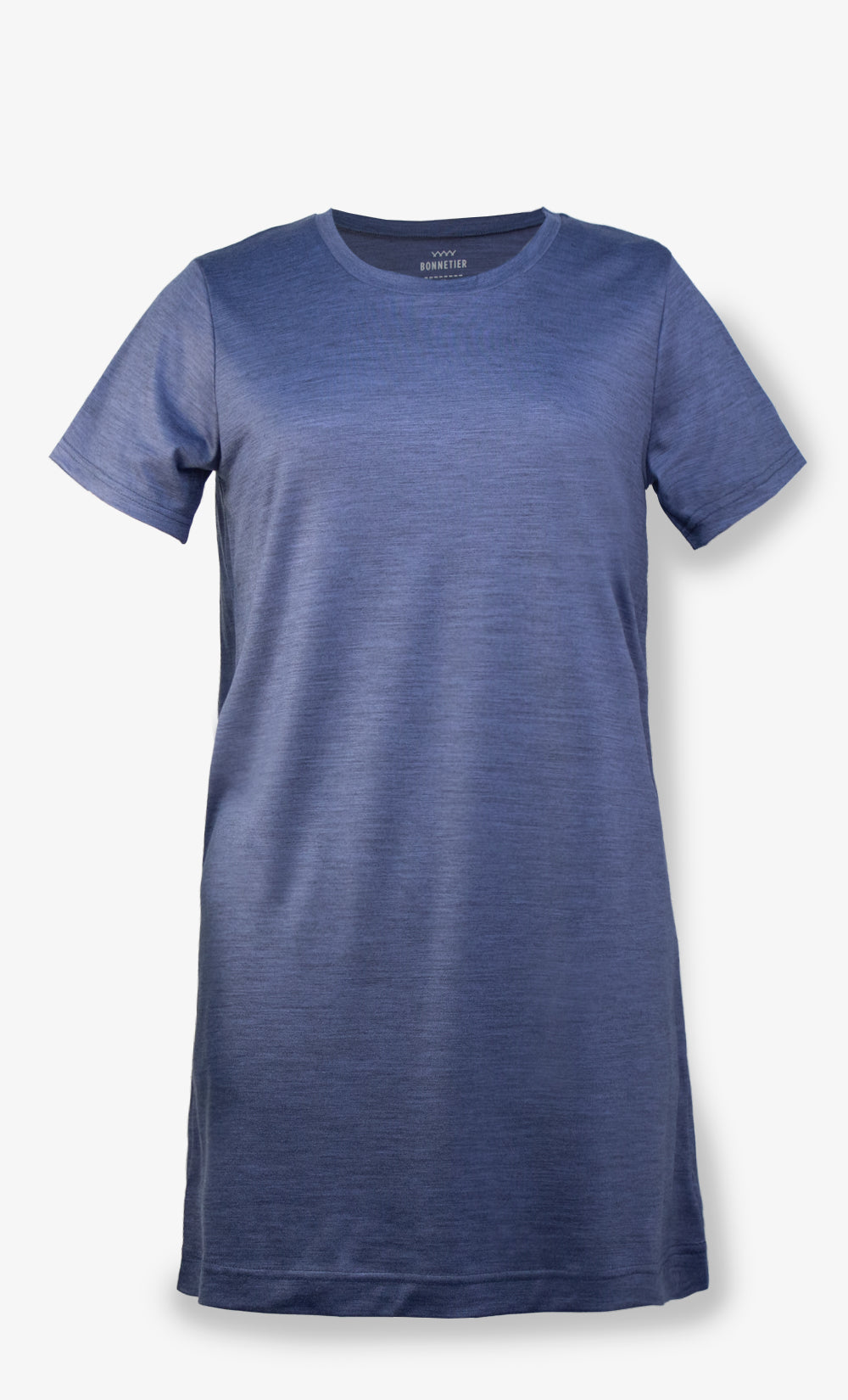 Robe en laine de mérinos bleu gris chiné pour femme, coupe ample et tissu léger BONNETIER