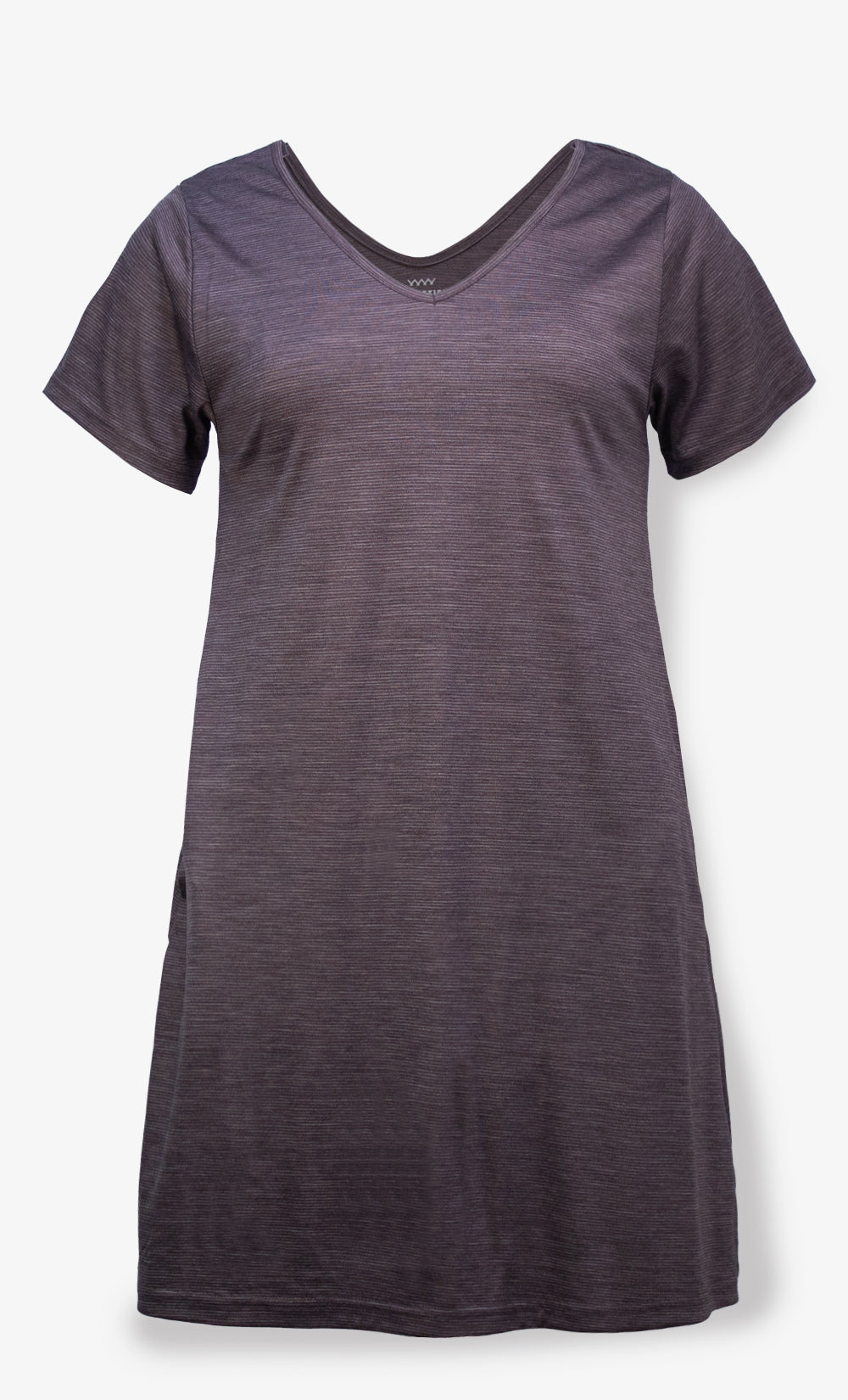 Mauve and Grey Striped Merino Wool Dress - Mingan