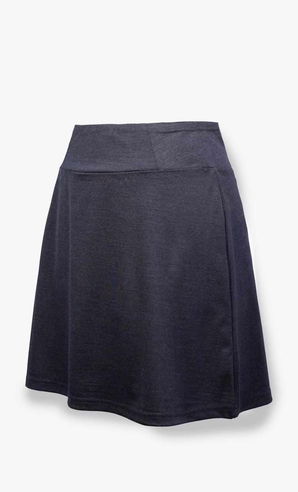 Jupe noire en laine de mérinos avec taille élastique et poche