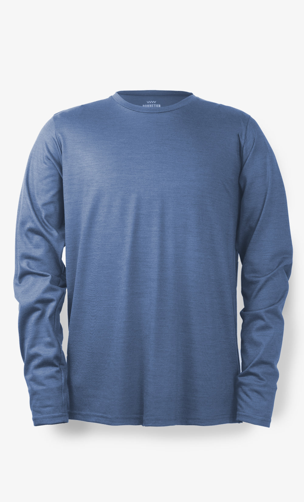 Men's Merino Wool Techcrew Long Sleeves Heather Blue Grey 