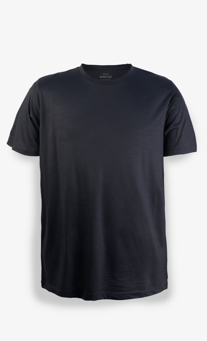 T-Shirt Mérinos Homme Noir Ultra Léger - Uni