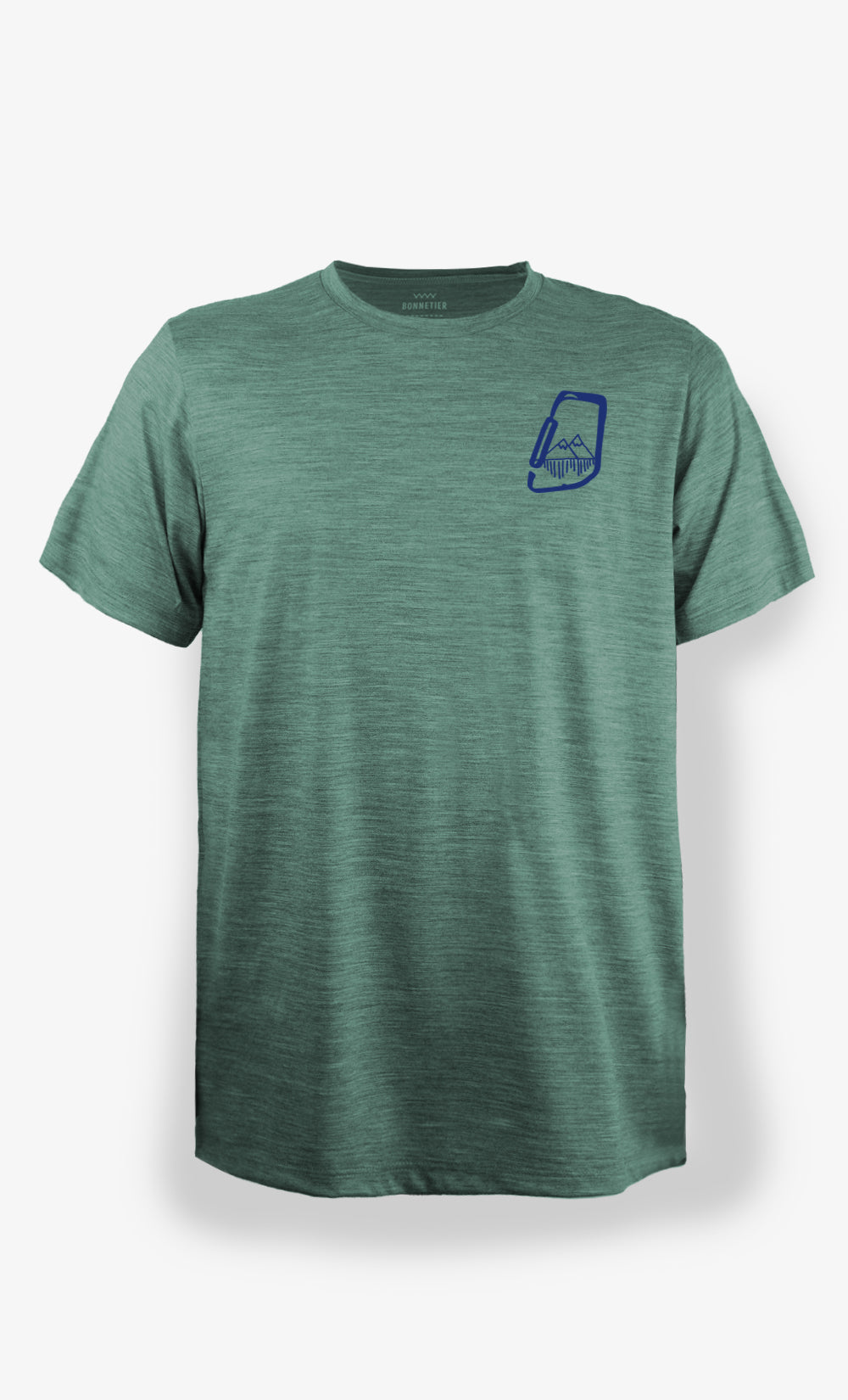 T-Shirt Mérinos Homme Vert Chiné Ultra Léger - Mousqueton
