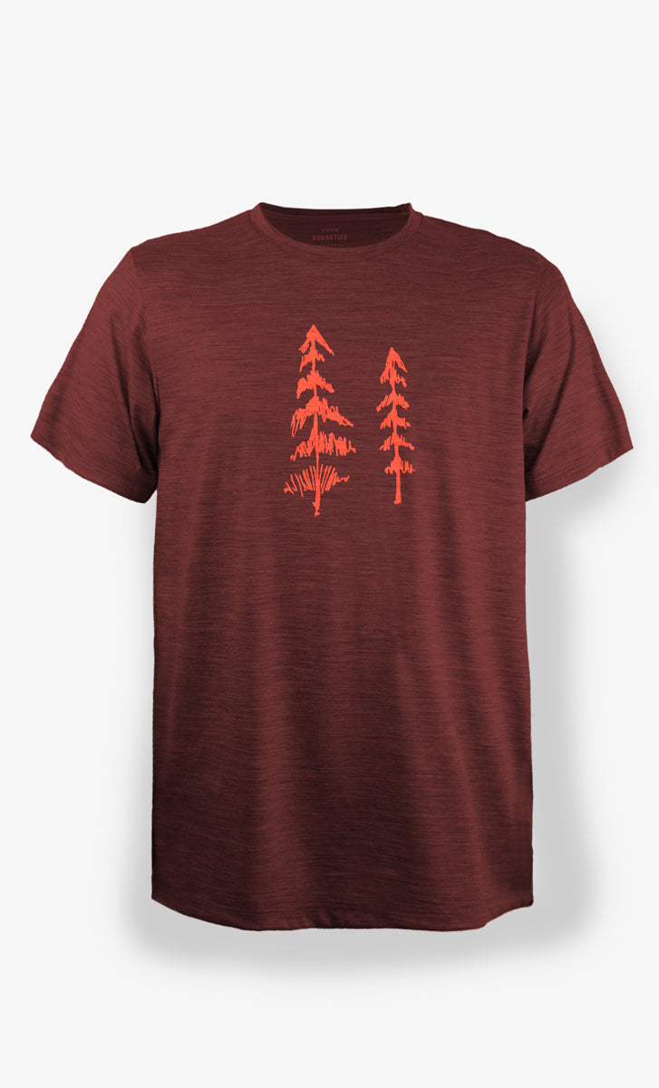 Men's Merino T-Shirt Carmine Heather Ultra Light - Two Pines