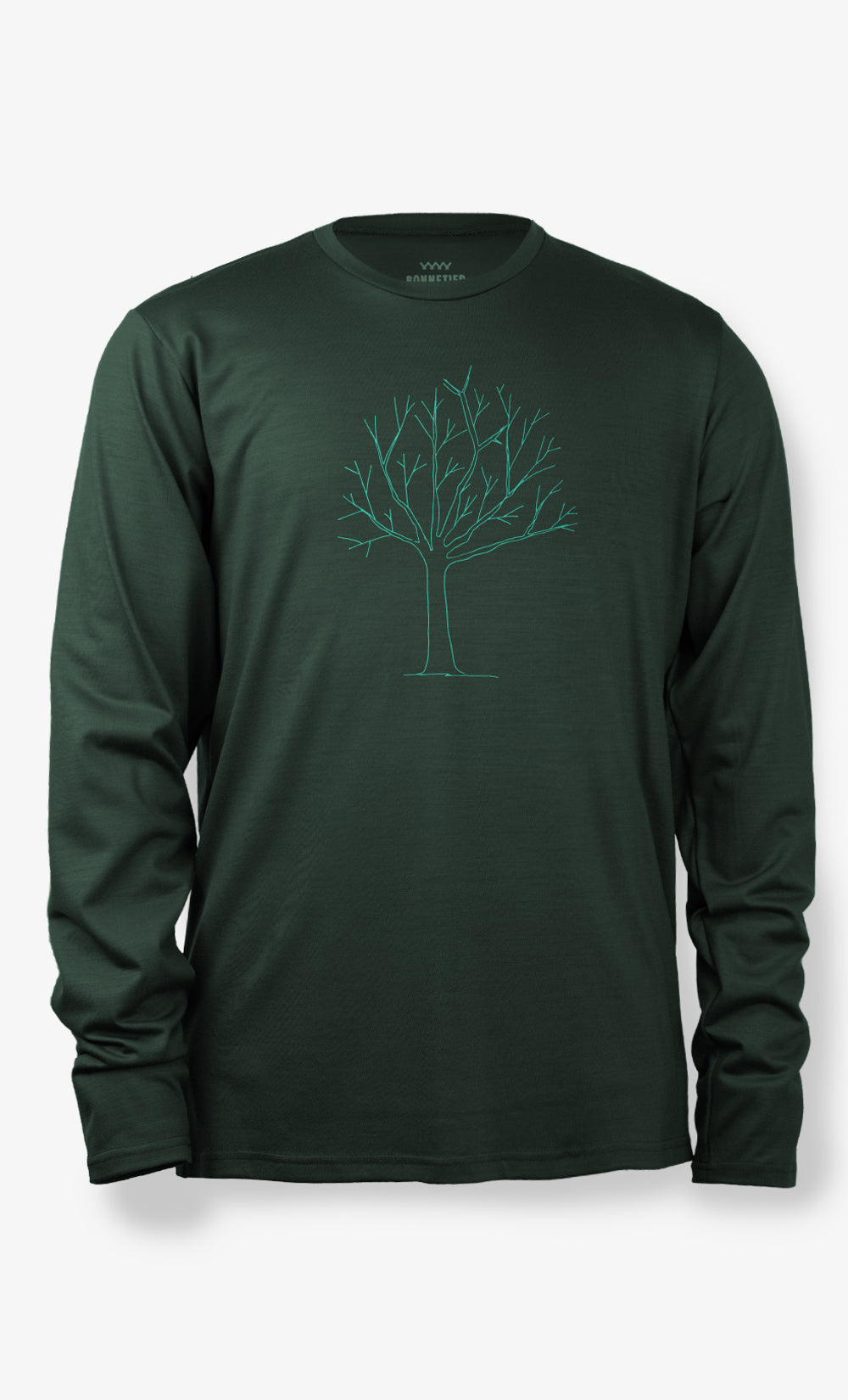 Techcrew Men's Merino Wool Long Sleeve Dark Green - Stiff Tree
