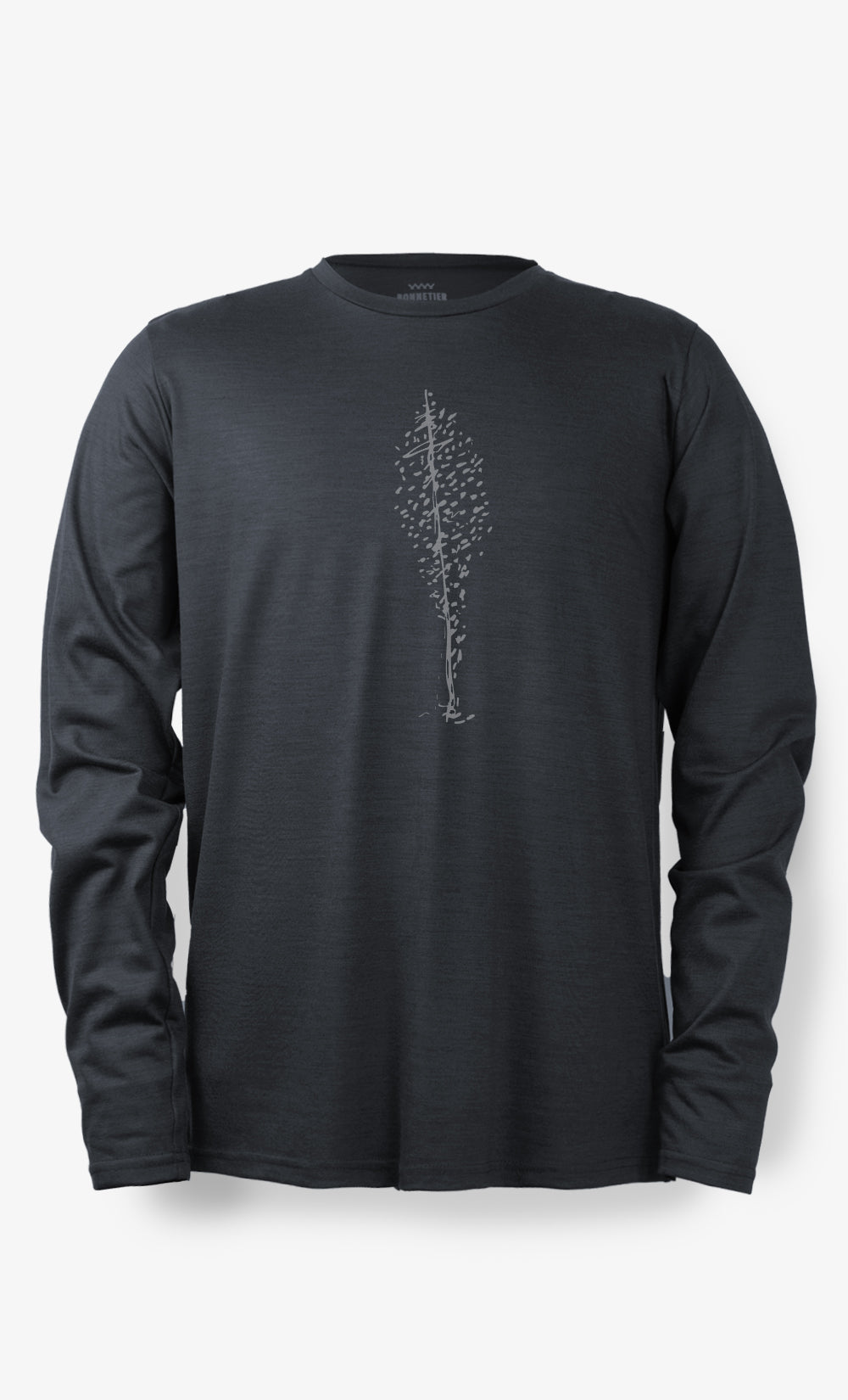 Manches longues Mérinos Homme 190 gsm, Imprimé Arbre-Feuille Bonnetier.