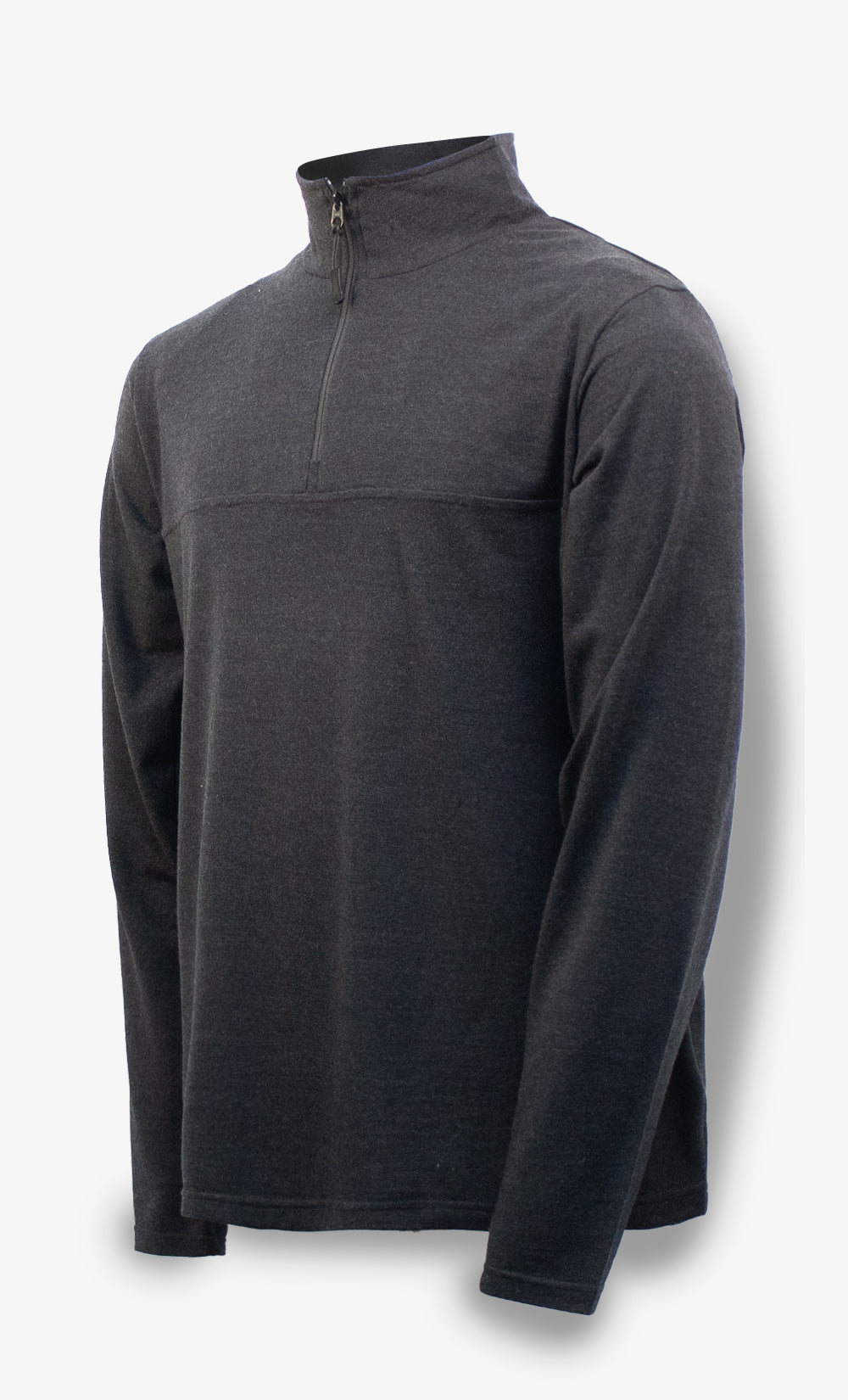 Demi-Zip Mérinos Homme Flanelle Noir Chiné