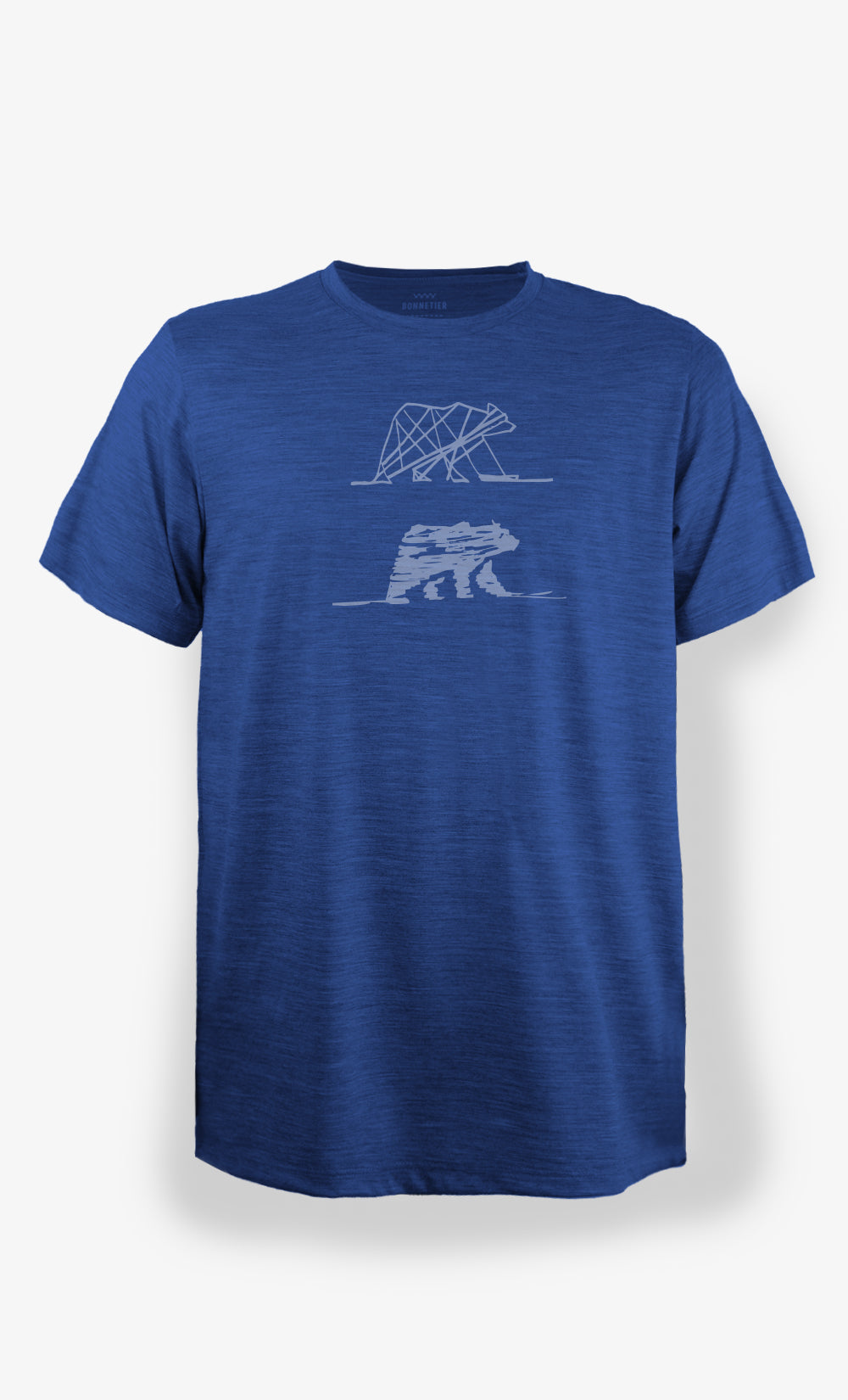 T-Shirt Mérinos Homme Bleu Chiné Ultra Léger - Deux Ours
