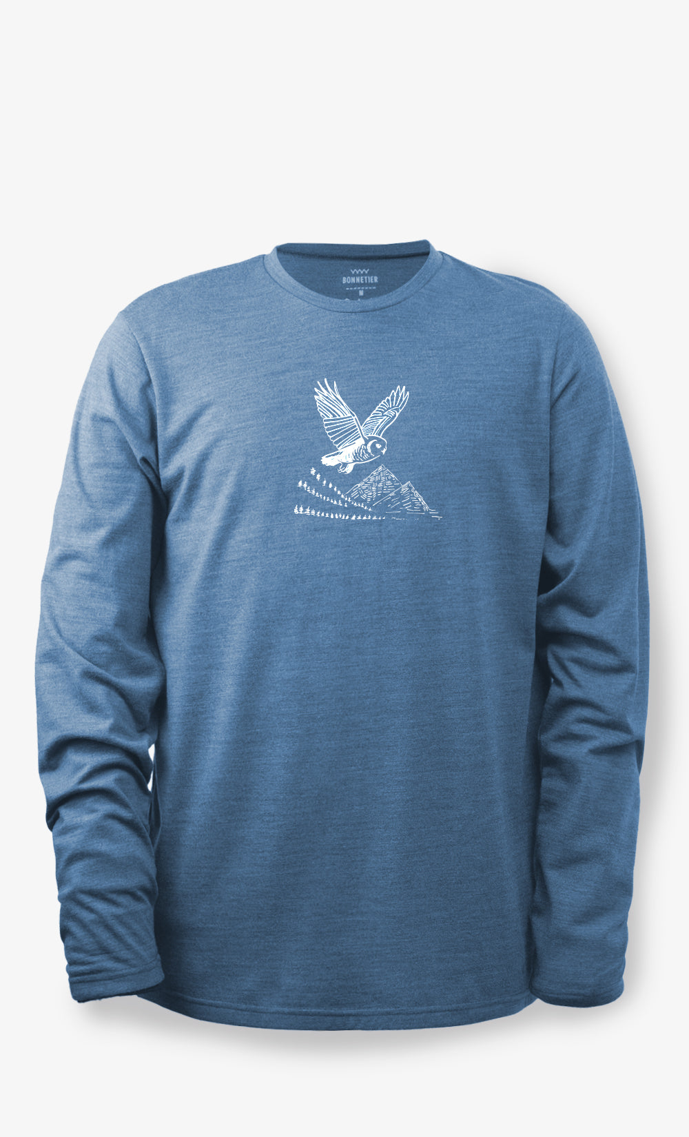 Manches Longues Mérinos Homme Flanelle Bleu Gris - Chouette