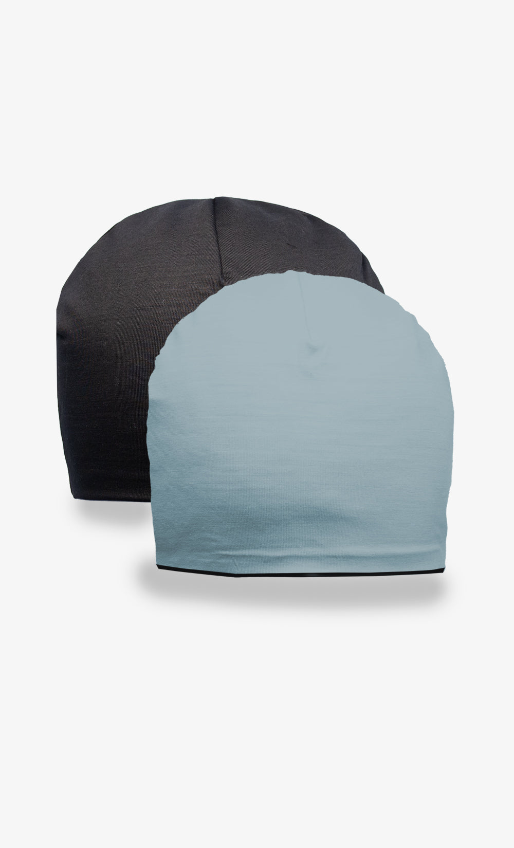 Beanie 100% Mérinos Double Réversible - Dauphin/ Noir